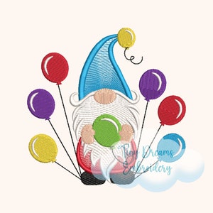 Ballon kabouter digitale machine borduurwerk ontwerp verjaardag kabouter ontwerp borduurwerk gelukkige verjaardag borduurwerk ontwerp ballon borduurwerk ontwerpen