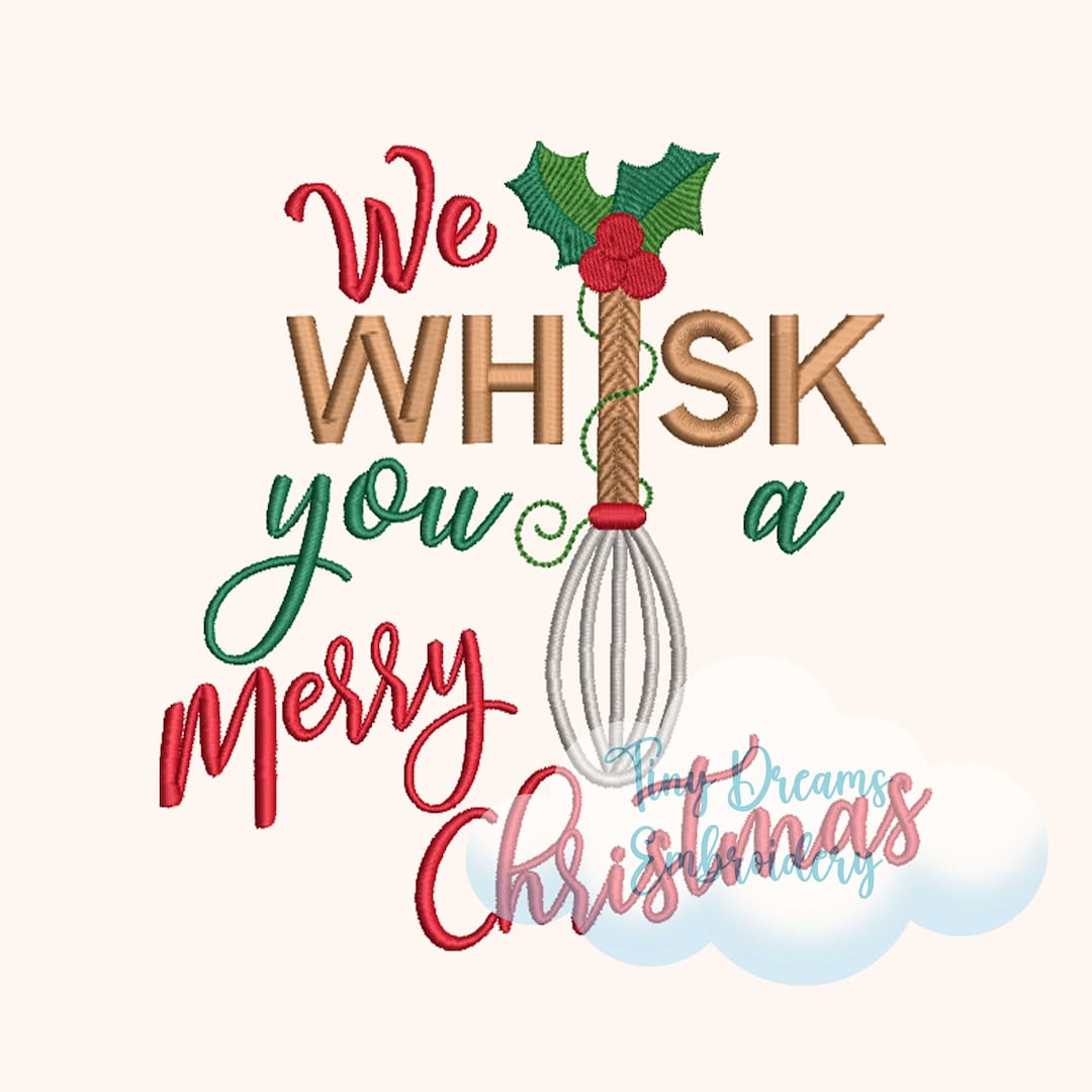 Whisk Bake Digital Machine Embroidery Design Merry Christmas Design