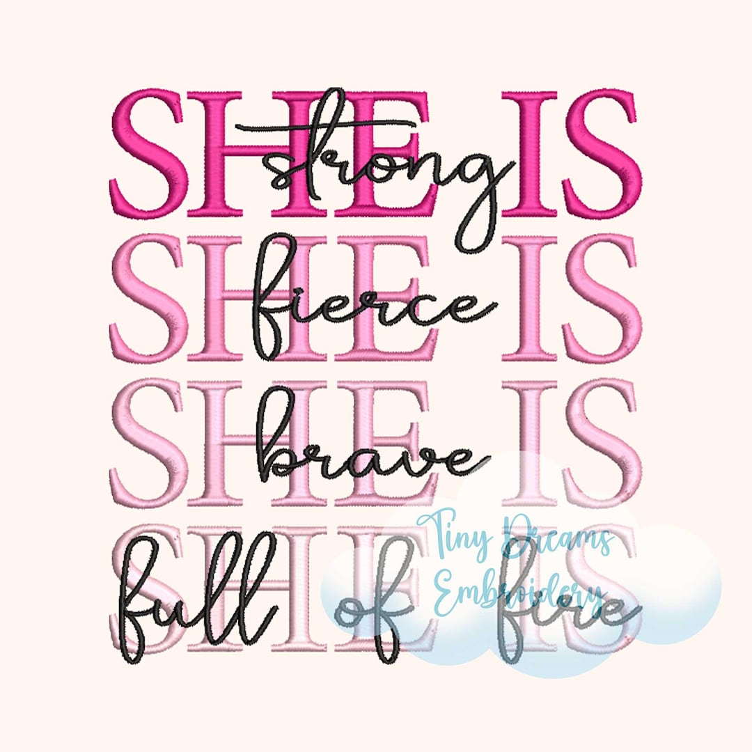 She Strong Brave Embroidery Design: Breast Cancer Awareness (digital ...