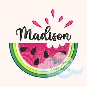 Watermelon Digital Machine Embroidery Design Monogram Summer Beach Custom Monogram Kitchen Fruit Personalized Girl Name Embroidery Design