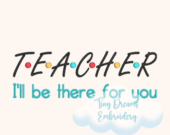 Teacher Embroidery Design: Back to School Machine Embroidery (Digital Download)