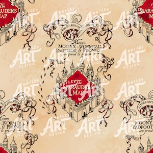 Magical Castle Map Seamless Pattern: Fantasy Fabric Design (Digital Download)