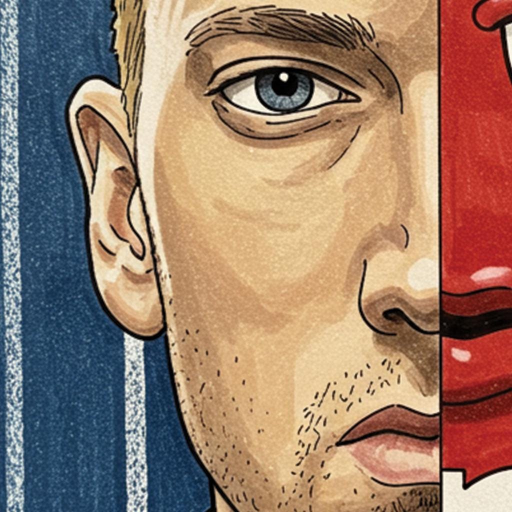 Eminem Poster | M&M | Split Portrait Poster | Pastel Pencil