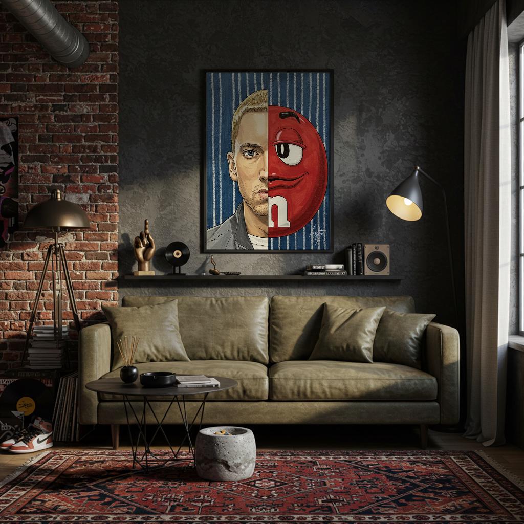 Eminem Poster | M&M | Split Portrait Poster | Pastel Pencil