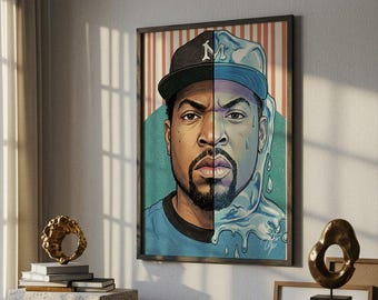 Ice Cube Art Print: West Coast Hip Hop, Japanese Pastel Portrait