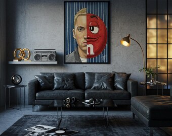 Eminem Poster | M&M | Split Portrait Poster | Pastel Pencil