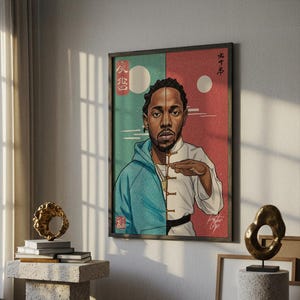 Póster de Kendrick Lamar / Póster de hip hop / Lápiz pastel / Póster japonés / Hecho a mano / Impresión artística / Decoración del hogar / Marco de arte / Idea de regalo