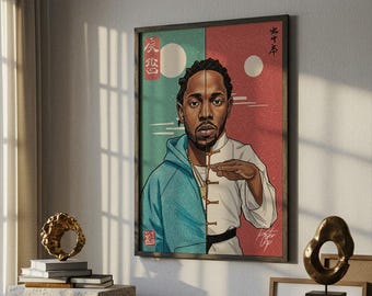 Kendrick Lamar Samurai Art Print: Japanese Pastel Hip Hop Poster