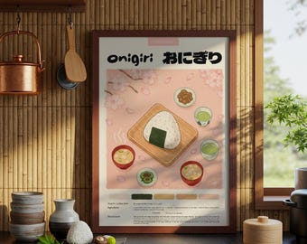 Japoński wydruk onigiri: pastelowa sztuka kulinarna