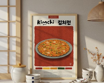 Plakat Kimchi Jeon: koreańska sztuka kulinarna, pastelowy wydruk kuchenny