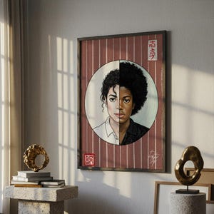 Póster de Michael Jackson / Blanco y negro / Lápiz pastel / Póster japonés / Hecho a mano / Impresión artística icónica / Decoración del hogar / Marco de arte / Idea de regalo