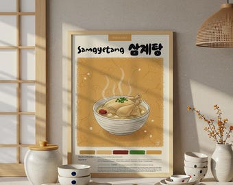 Plakat Samgyetang: Koreańska sztuka zupy z kurczaka, pastelowy wydruk kuchenny