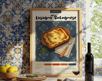 Lasagne alla Bolognese – plakat z włoskim jedzeniem