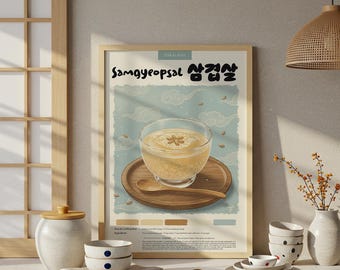 Koreański plakat Sikhye: pastelowa grafika kuchenna