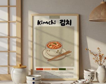 Plakat do kuchni Kimchi: koreańska sztuka kulinarna, wydruk pastelowymi ołówkami