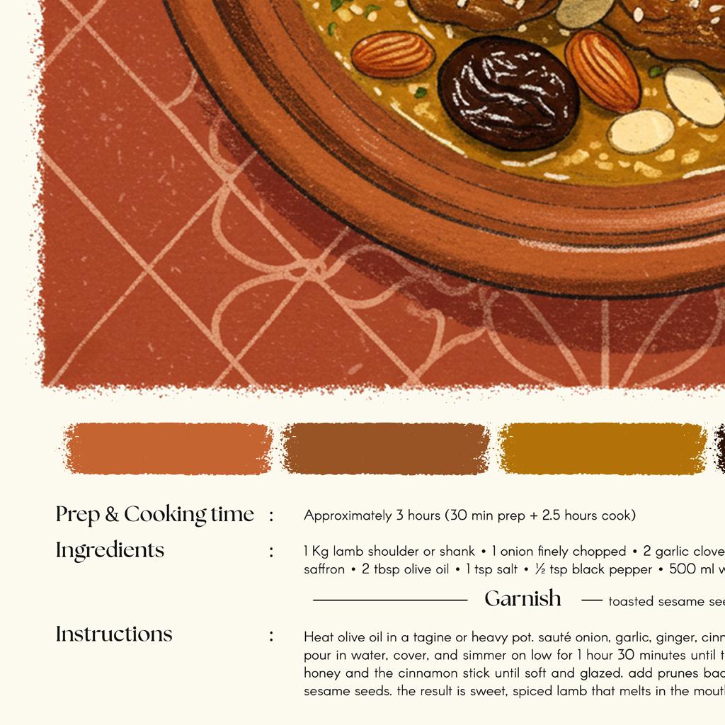 Tajine X Moroccan Food Poster | Food Poster | Pastel Pencil | Kitchen ...