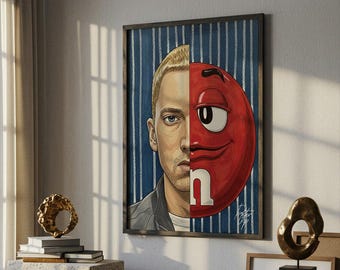 Eminem Poster | M&M | Split portrait Poster | Pastel Pencil | Japanese Poster | Handmade | Art Print | Home Decor | Art frame | Gift idea