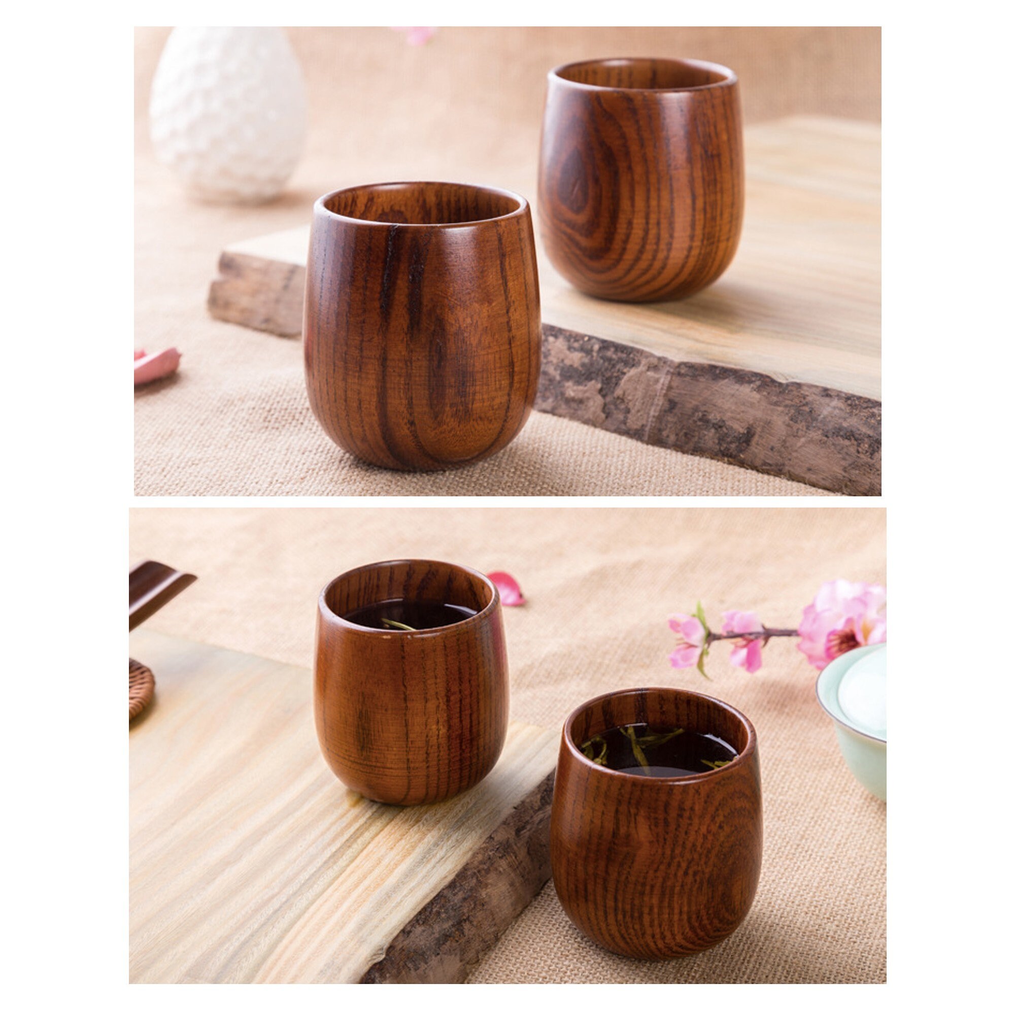 5 Wooden Drinking Cups Set Handmade Online