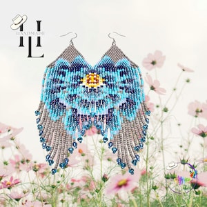 Blue Flower beads Earrings