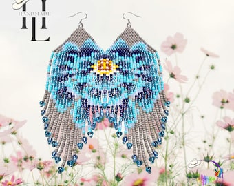Blue Flower beads Earrings