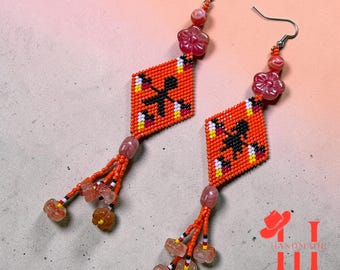 Handmade Orange Beaded Earrings – Every Child Matters Awareness Jewelry