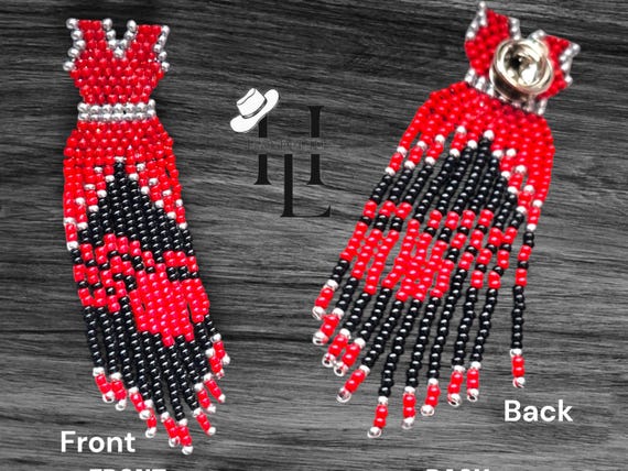 beaded red dress pin pattern MMIWG2S+ Red Dress Earring Seed Bead Pattern