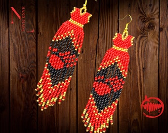 gold earrings with red dress Hannah Red Flower Statement Earrings main image 1