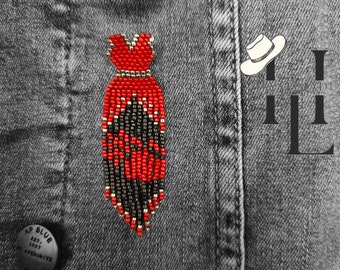 Beaded Red dress pin silver,  MMIWG2S Red Dress Pin silver