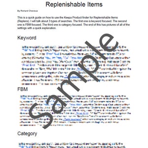 Basic Keepa Product Finder Search for Replenishable Amazon FBA or FBM Items