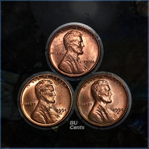 1954 P D S Lincoln Cents Set - Imperfect Uncirculated Wheat Pennies
