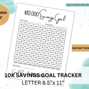 10K Savings Goal, 10,000 Savings challenge, Savings tracker