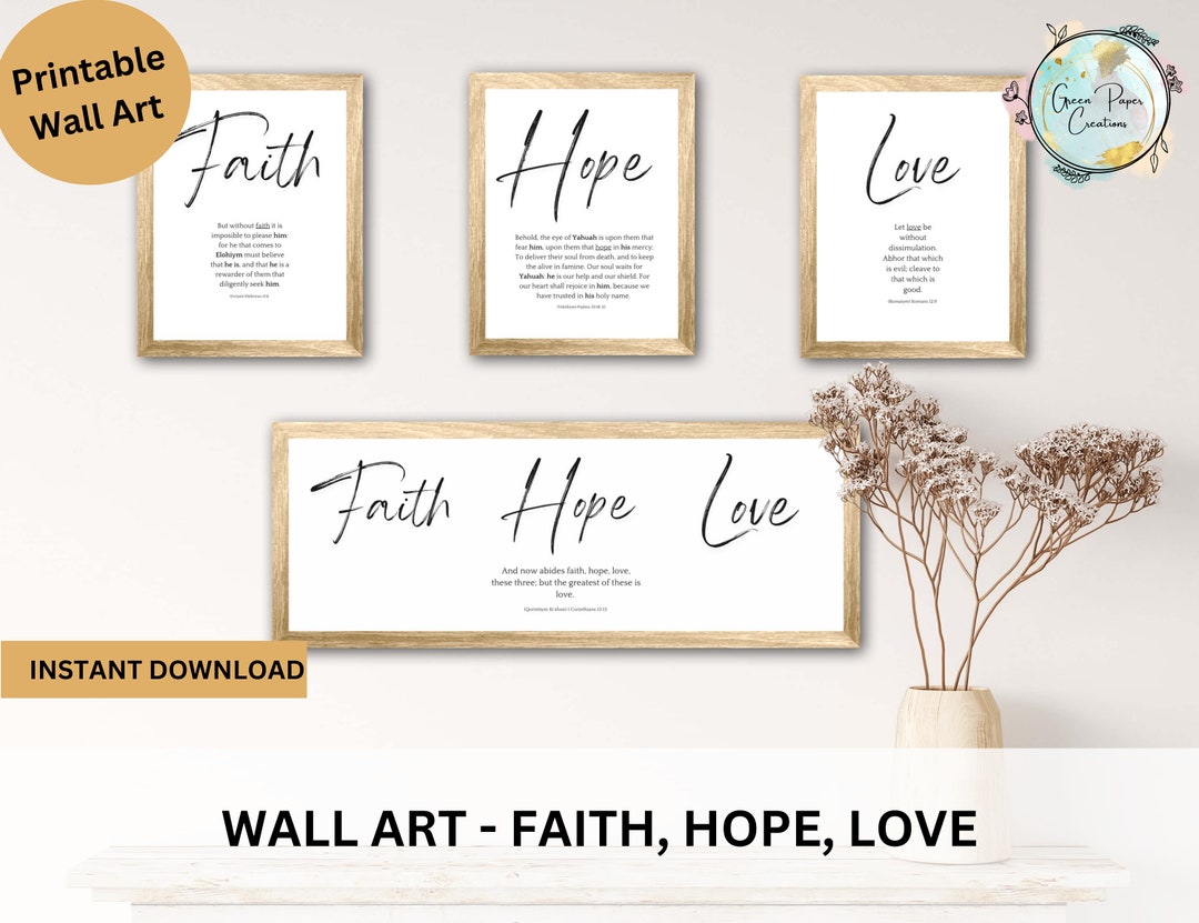 Minimalist Art, Faith Hope Love Bible Verse Wall Art Set of 4 Prints ...