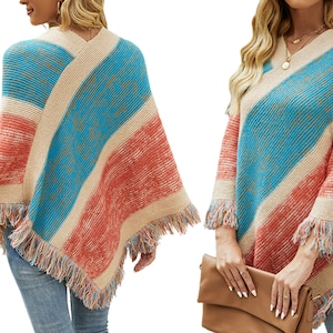 Gorgeous Bohemian tassel knitted Poncho | Soft and Comfortable Lightweight Cardigan Poncho | Cute and Stylish shawl | Perfect Gift for Her