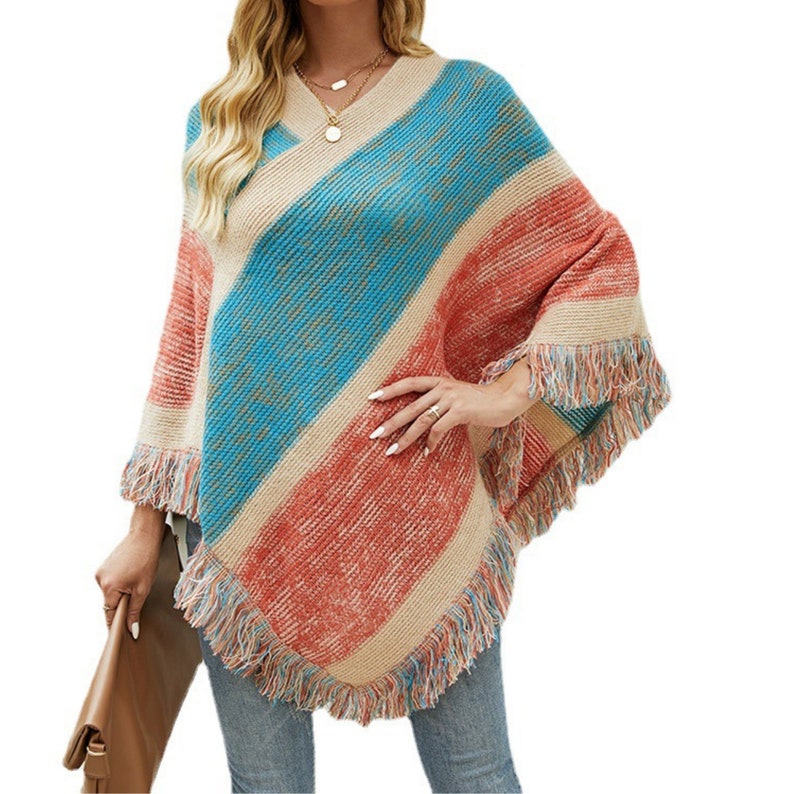 Gorgeous Bohemian Tassel Knitted Poncho Soft and Comfortable - Etsy