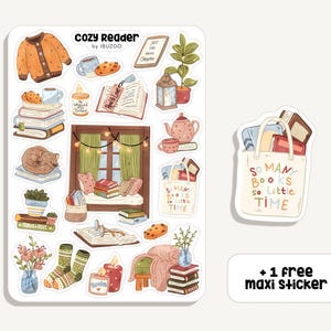 Sticker Sheet Cozy Reader | Bullet Journal - Scrapbook - Planner - Dekoration - Lesen - Bücher