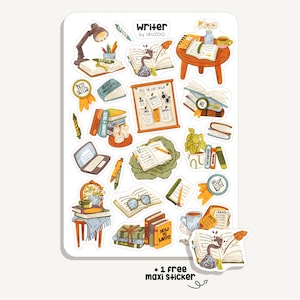 Sticker Sheet Writer | Aufkleber Schriftsteller | Bullet Journal - Scrapbook - Planner - Dekoration - Autor - Buch Geschenk