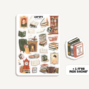 Sticker Sheet Library | Aufkleber Bücherei | Bullet Journal - Scrapbook - Planner - Dekoration - Lesen - Leser Geschenke