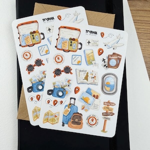 Ark med reseklistermärken | Reseklistermärken | Bullet Journal-klistermärken - Scrapbooking-klistermärken - Planerare - Dekoration - Fritid - Sommar bild 6