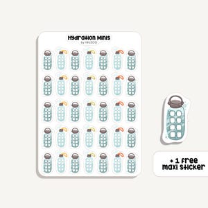 Feuille autocollante Hydratation Minis | Autocollants Eau Minis | Bullet Journal - Scrapbook - Planificateur - Décoration - Boire - Tracker