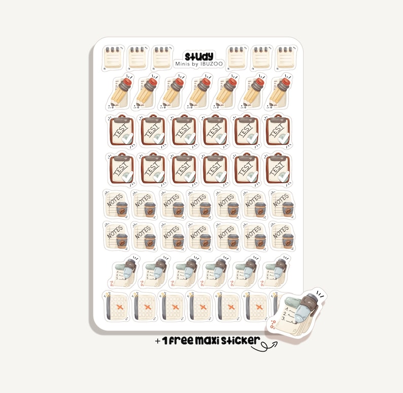 Sticker Sheet Study Minis | Bullet Journal - Scrapbook - Planner ...