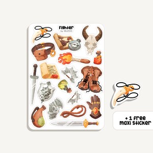 Hoja de pegatinas Luchador ? Pegatina Luchador | Bullet Journal - Álbum de recortes - Planificador - Decoración - Hoja de pegatinas RPG - Pegatina DnD - Fantasía