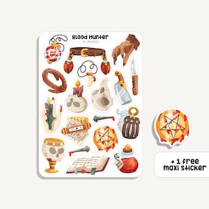 Sticker Sheet Blood Hunter | Aufkleber Blutjäger | Bullet Journal - Scrapbook - Planner - Decor - DnD Sticker - Fantasie - RPG Stickersheet