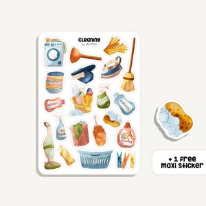 Nettoyage de la feuille d’autocollants | Autocollant nettoyage de la maison | Bullet Journal - Scrapbook - Planner - Décoration - Maison - Vie quotidienne - Nettoyage