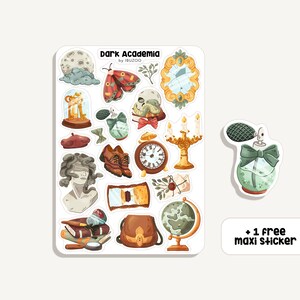 Foglio adesivo Dark Academia | Adesivo Accademia Oscura | Bullet Journal - Scrapbook - Planner - Decorazione - Regalo per il lettore
