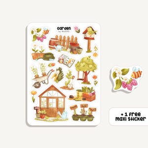 Foglio adesivo Giardino | Giardino degli adesivi | Bullet Journal - Scrapbook - Planner - Decorazione - Primavera - Giardinaggio - Natura