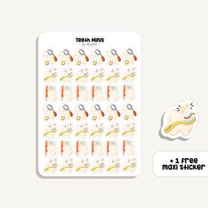 Feuille d’autocollants Dents Minis | Autocollant Dents Minis | Bullet Journal - Scrapbook - Planner - Décoration - Hygiène - Docteur