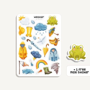 Sticker Sheet Weather | Aufkleber Wetter | Bullet Journal - Scrapbook - Planner - Dekoration - Regen - Sonne