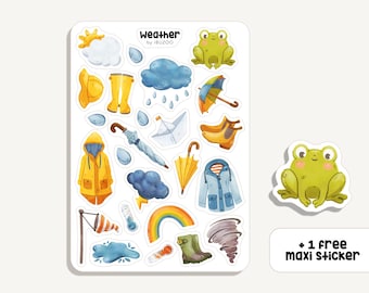 Sticker Sheet Weather | Bullet Journal - Scrapbook - Planner - Decoration - Rain - Wind - Sun
