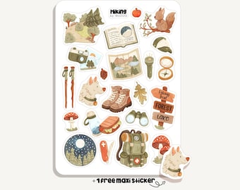 Sticker Sheet Hiking | Bullet Journal - Scrapbook - Planner - Decoration - Nature - Forest