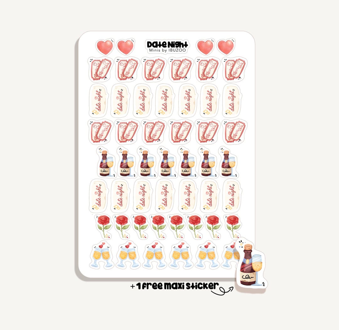 Sticker Sheet Date Night Minis | Bullet Journal - Scrapbook - Planner ...